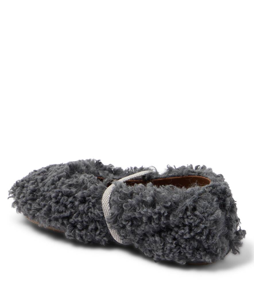 PèPè faux sheepskin ballet flats, gray