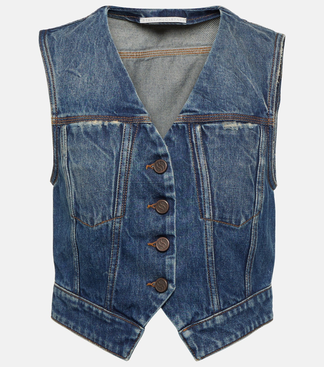 Stella Mccartney cropped denim vest, blue