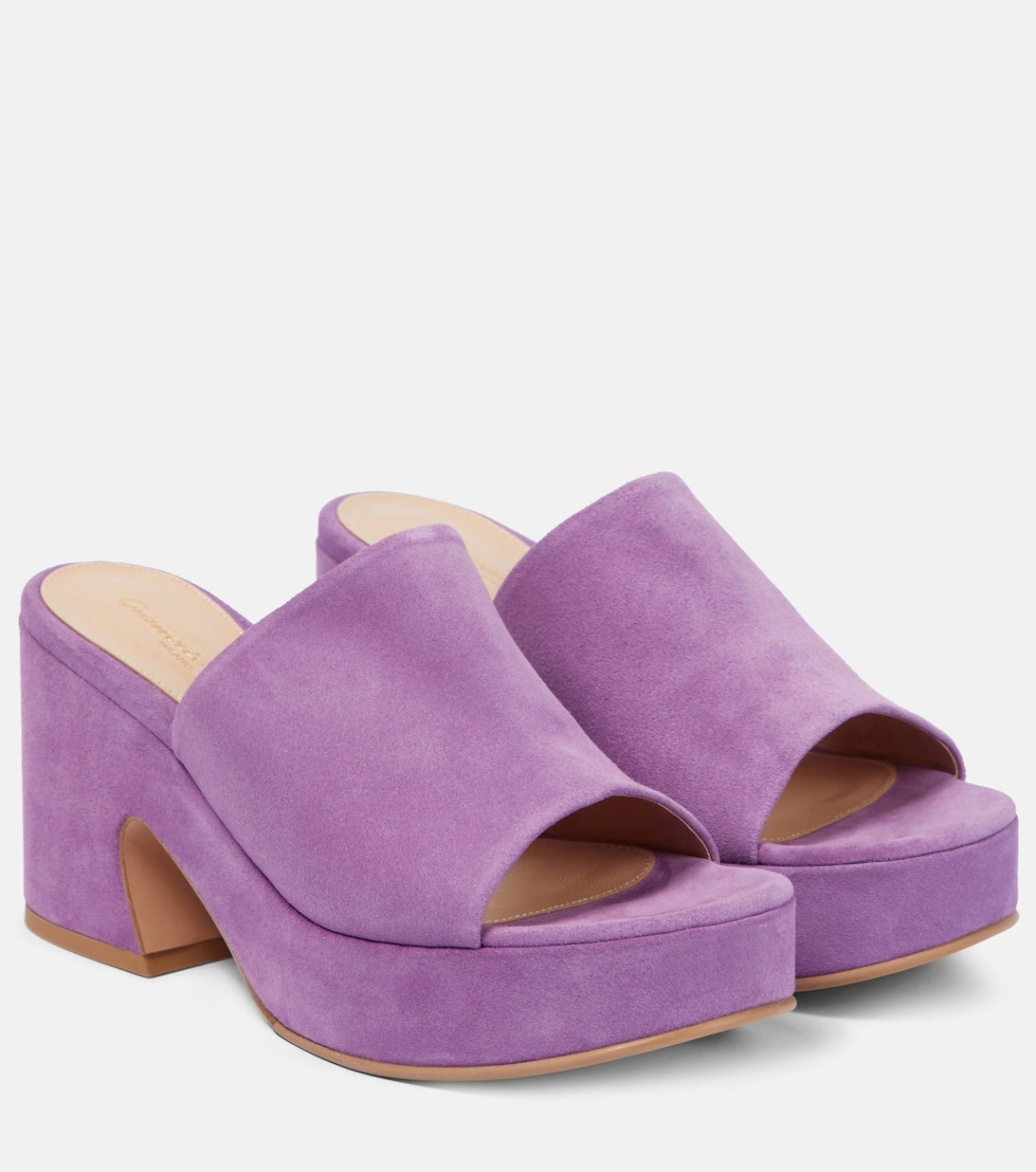 Gianvito Rossi suede platform mules, purple