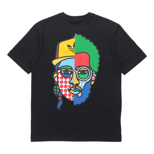 تي شيرت adidas originals Artist Tee Ss Back Printed Casual برقبة دائرية وأكمام قصيرة باللون الأسود