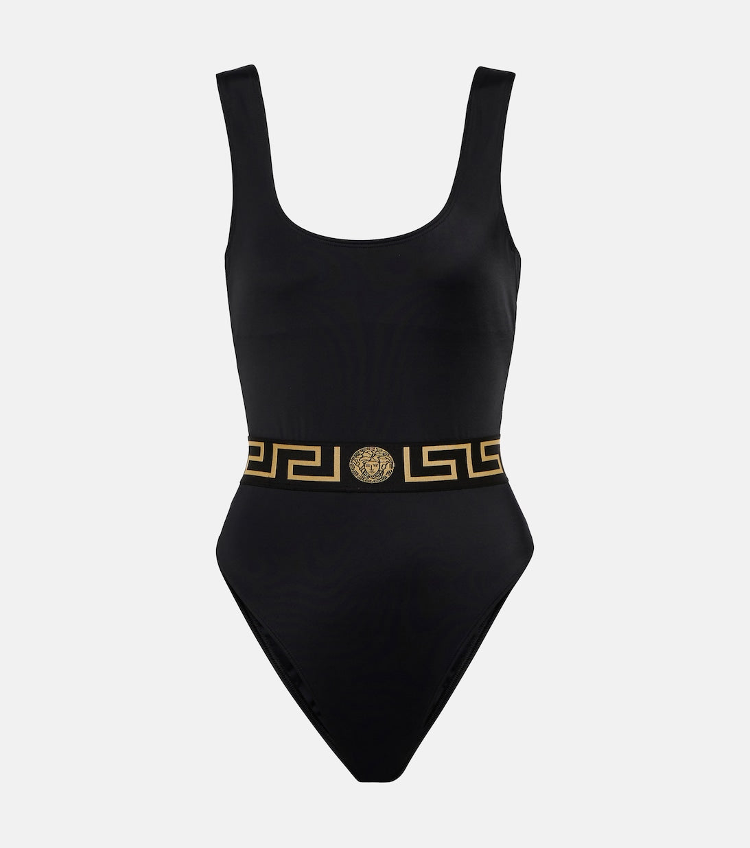 Greca swimsuit with VERSACE print, black