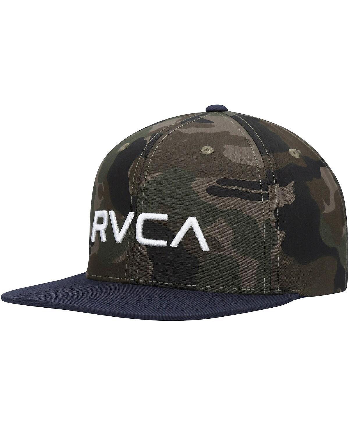 قبعة RVCA Twill II Camouflage Snapback للرجال باللون الأزرق الداكن