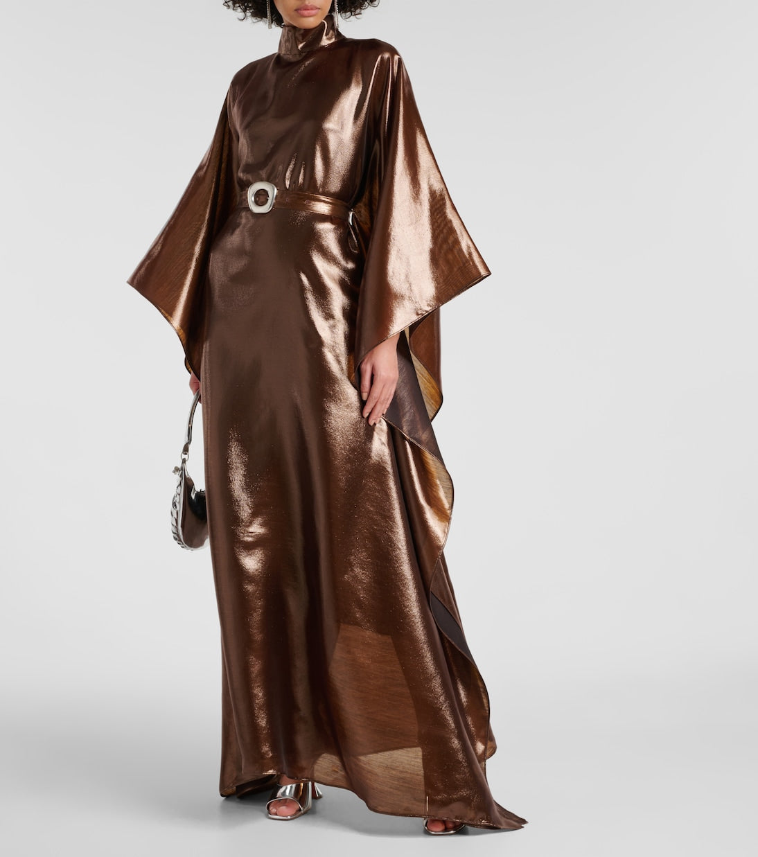 Wool blend kaftan with cigar belt Taller Marmo, brown