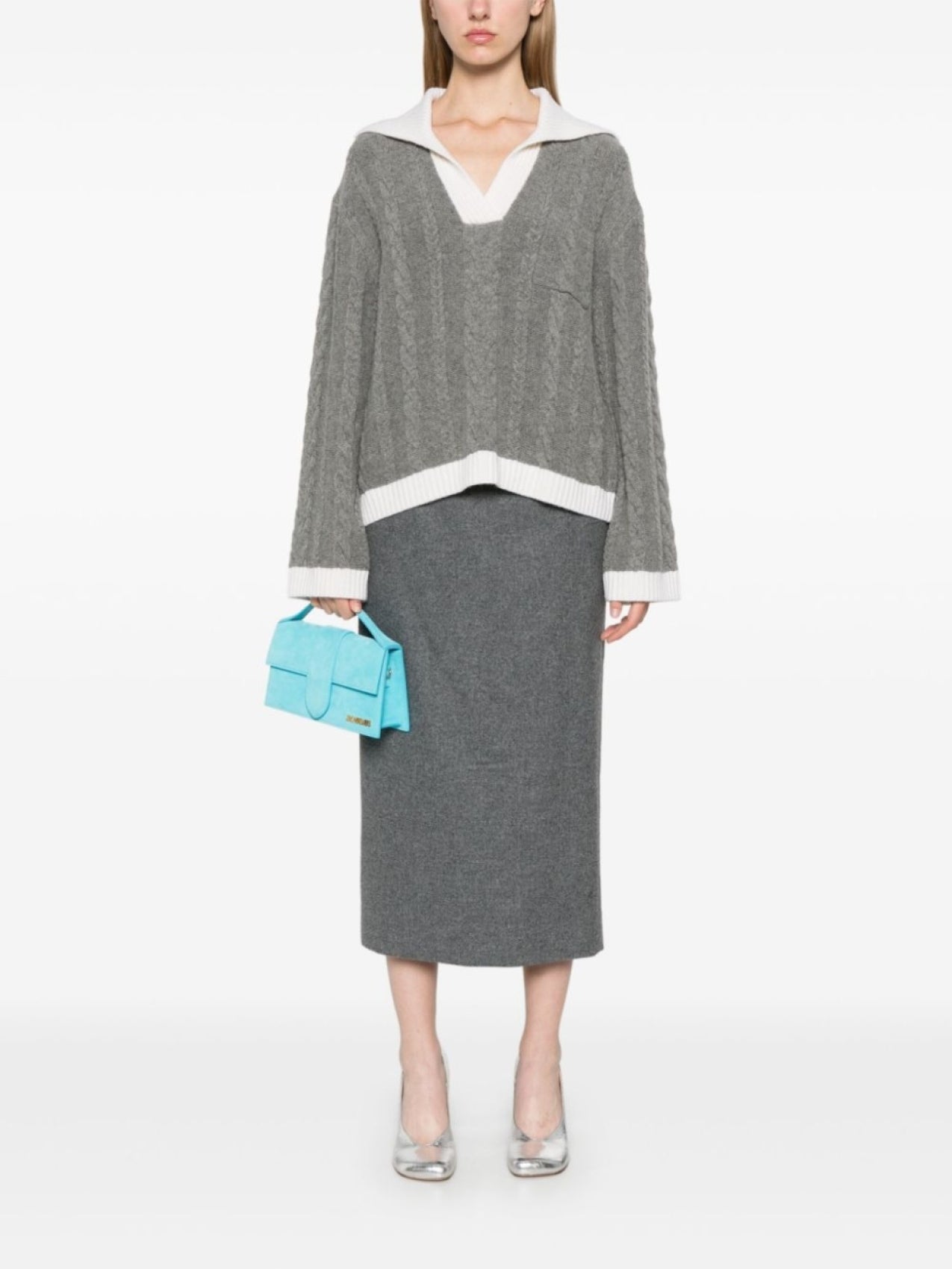 Claudie Pierlot textured knit sweater, grey