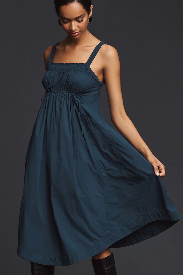 Anthropologie Keeseville Sleeveless Gathered Dress, Navy