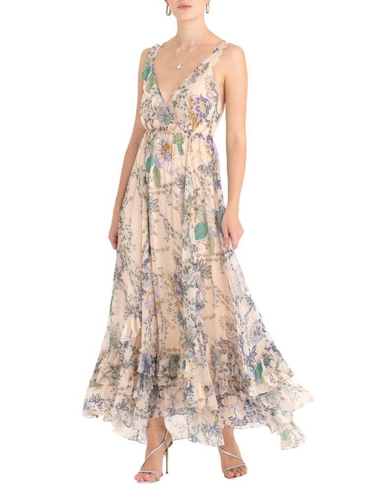 Secret Mission Floral Ibiza Celia Maxi Dress in Blue Floral