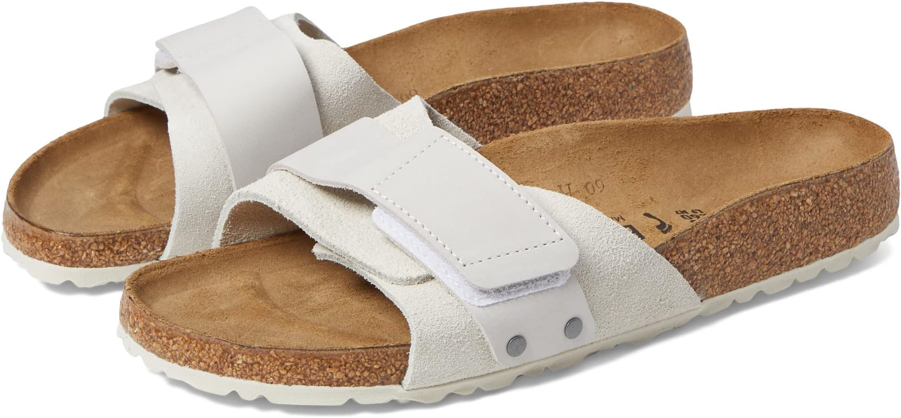 Oita Flat Sandals - Suede Birkenstock in Antique White Suede