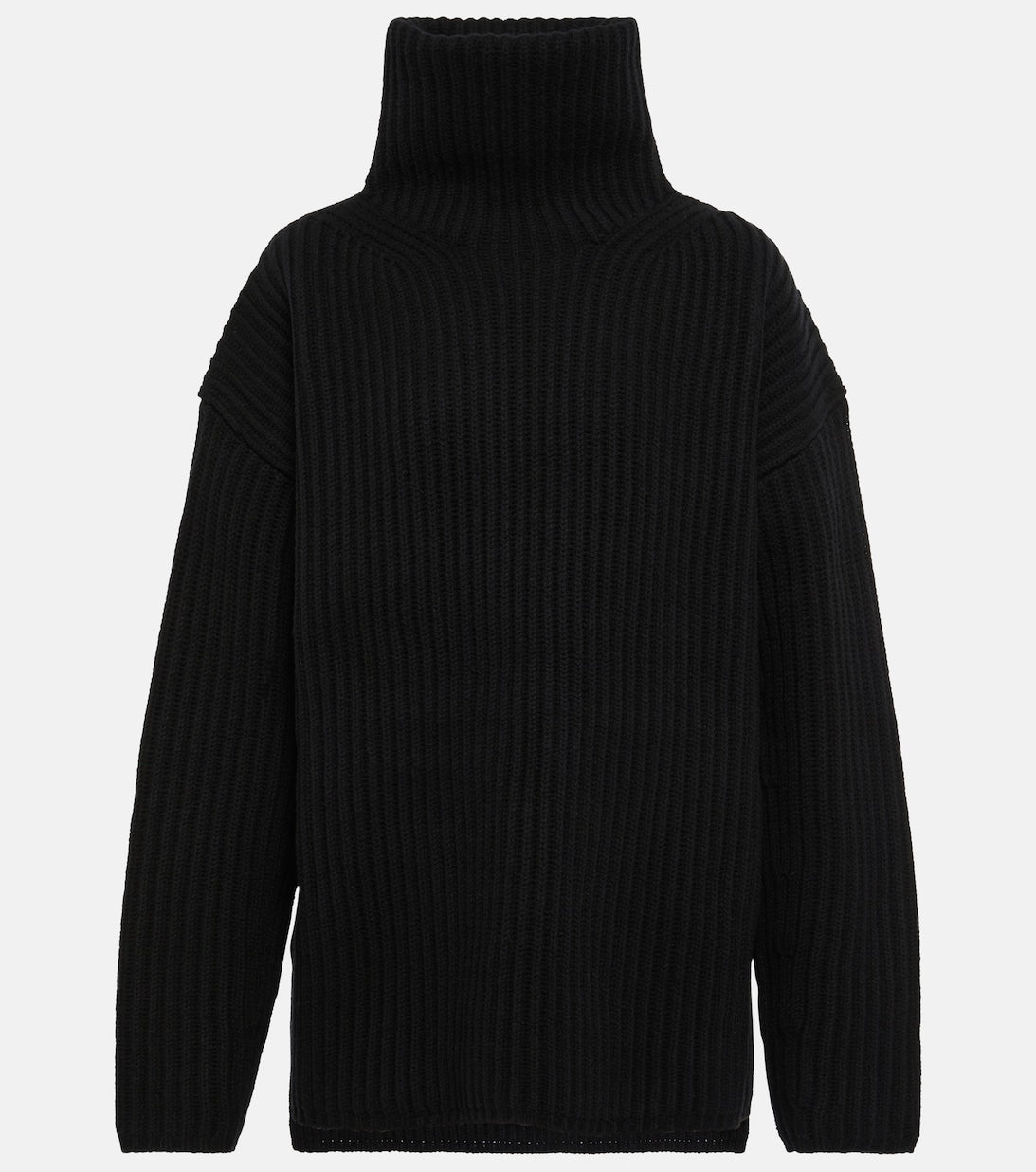 JOSEPH Ribbed Wool Turtleneck Sweater, Black