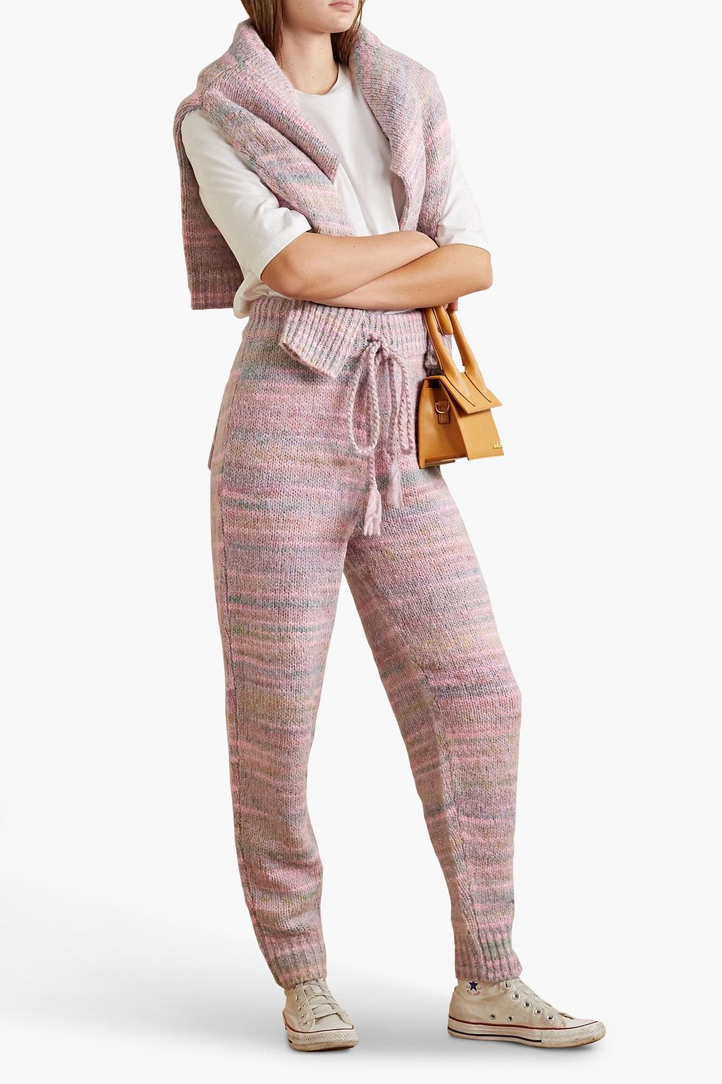 Olvera striped knitted sweatpants LOVESHACKFANCY, pink