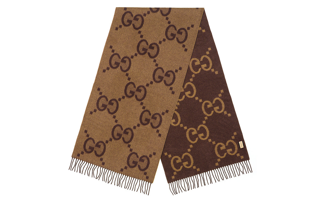 Knitted scarf Gucci Cashmere Jacquard, brown