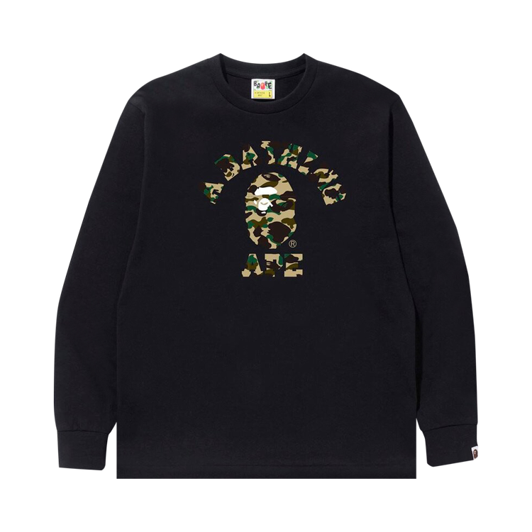 BAPE 1st Camo College Long-Sleeve 'Black/Yellow' T-Shirt, Black