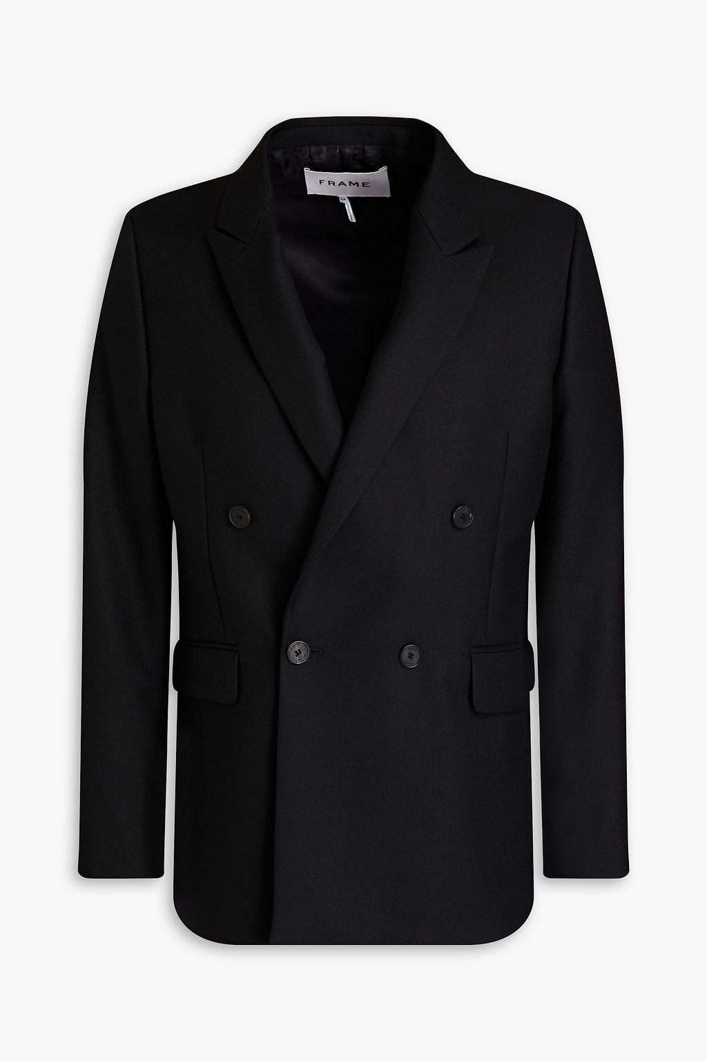 FRAME double-breasted wool and twill jacket, black