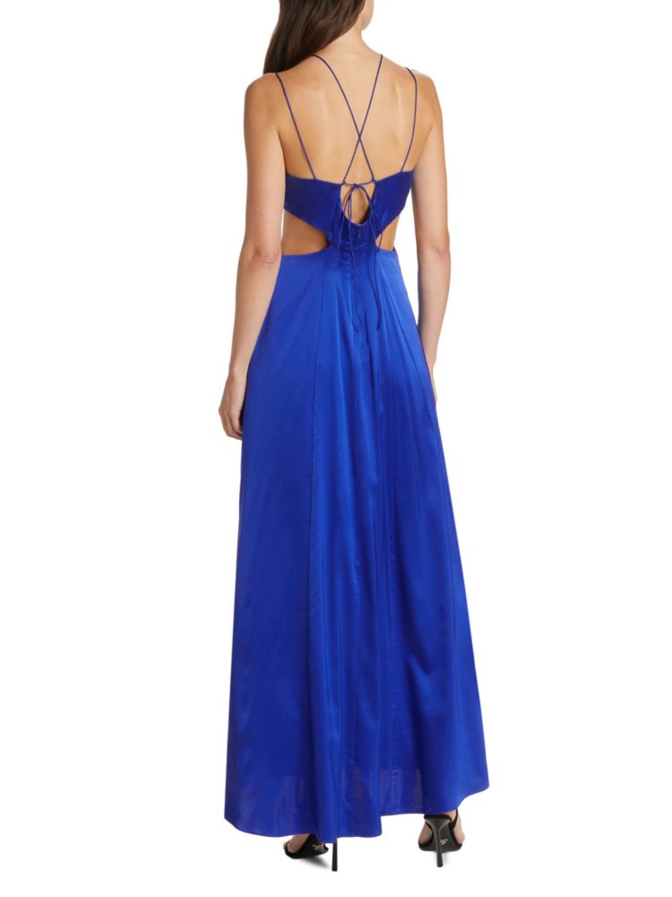 Frame Cutout Silk Maxi Dress in Ultramarine