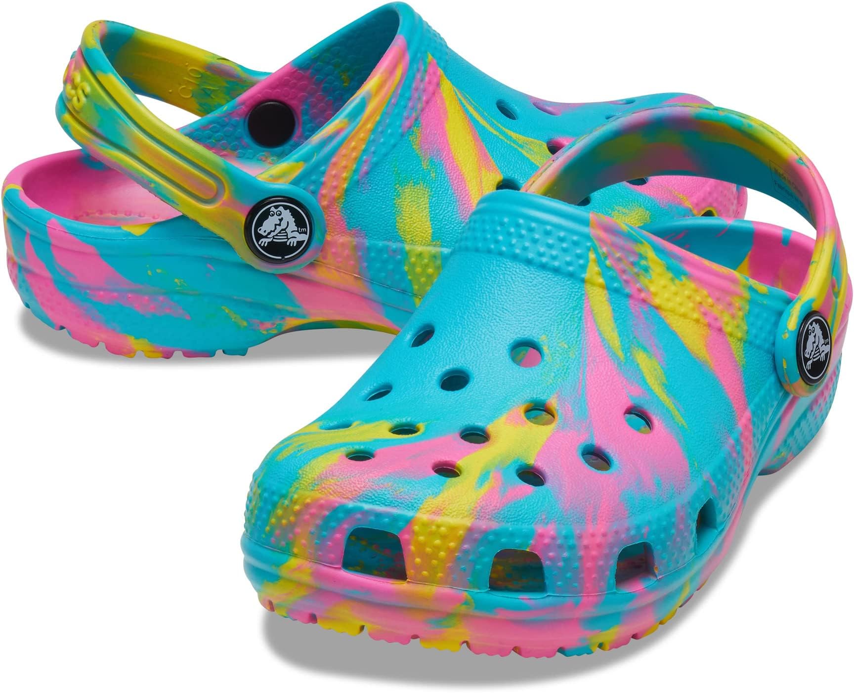 Classic Marbled Tie-Dye Clog Crocs, Digital Aqua/Multi