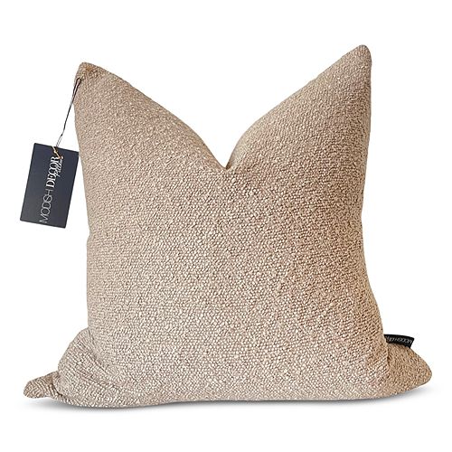 Boucle&;eacute; Throw Pillowcase, 24" x 24" Modish Decor Pillows, Tan/Beige